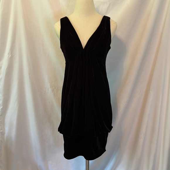 Black Velvet Scoop Back Dress - Picture 2 of 7